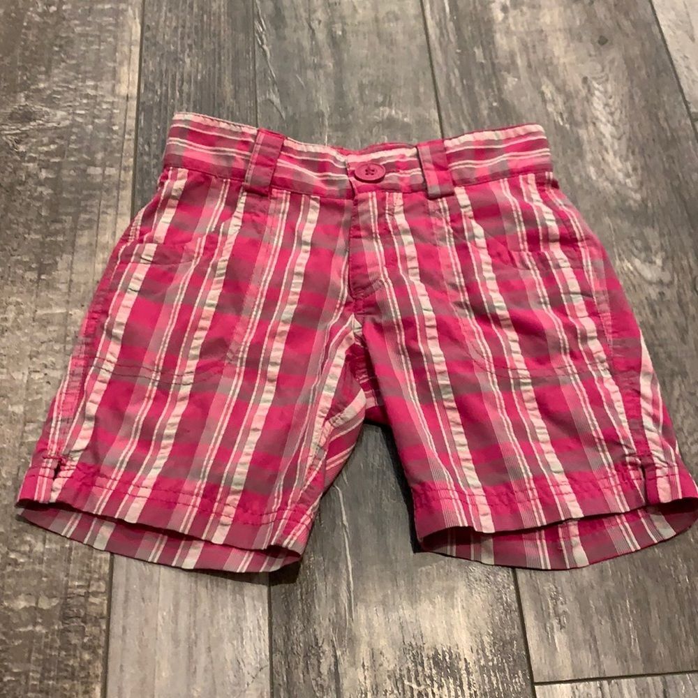 Girls' North Face Moisture Wicking Pink Plaid shorts Size 6